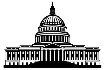  Washington Capitol building skyline silhouette vector illustration