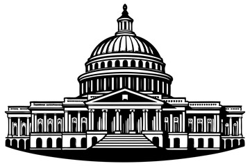  Washington Capitol building skyline silhouette vector illustration