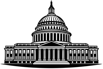  Washington Capitol building skyline silhouette vector illustration