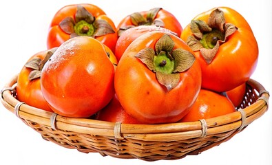 Wall Mural - persimmon basket isolated on white background