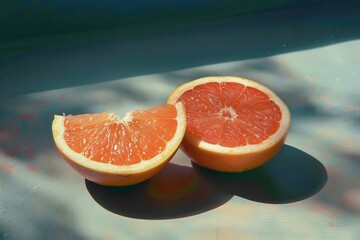 two sections of grapefruit