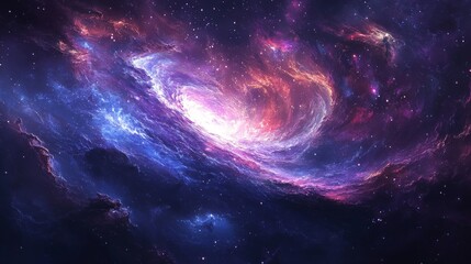 Wall Mural - A stunning view of the cosmos, with stars, nebulas, and swirling colors of deep purples and blues