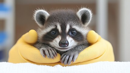 Rescued wild animal being treated on white background