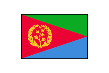 This vector features the national flag of Eritrea, showcasing its distinct colors and design elements. The flag blends green, red, blue, and a prominent emblem representing unity.