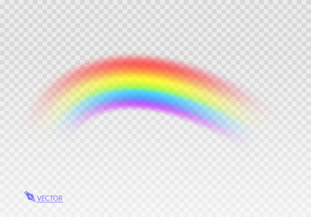 Wall Mural - Graphic rainbow with transparent background  Shape arch realistic isolated on white transparent background. Colorful light and bright design element