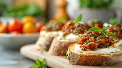 Canvas Print - Gourmet Tapenade Crostini Countryside Farmhouse