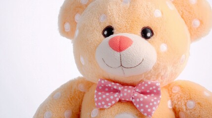 Wall Mural - Close-Up Shot of Plush Toy Bear with Bow Tie Set - Adorable Stuffed Animal Teddy Bear