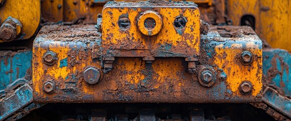 Rusty Yellow Construction Equipment Detail