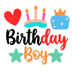 Canvas Print - Birthday Boy typography sublimation t shirt design and clip art