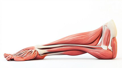 Anatomical illustration of human muscle fibers, focusing on the structure and form of the muscles.