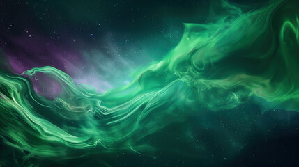 Wall Mural - Mesmerizing aurora borealis showcasing dynamic green and purple waves, illuminating the night sky with vibrant colors and enchanting beauty