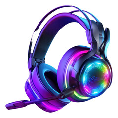 Wall Mural - PNG Gaming headset headphones light illuminated.