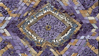 Wall Mural - Intricate Geometric Elegance of a Vivid Purple Mosaic Tapestry Weaving a Harmonious Dance of Colors and Textured Backgrounds