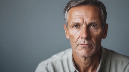 Aufkleber - A man displays a thoughtful and serious demeanor while contemplating something important in a serene indoor environment. Generative AI