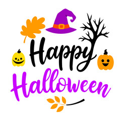 Wall Mural - Happy Halloween typography sublimation t shirt design and clipart