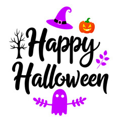 Canvas Print - Happy Halloween typography sublimation t shirt design and clipart