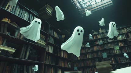 Spectral Visitors Amidst Dusty Bookshelves