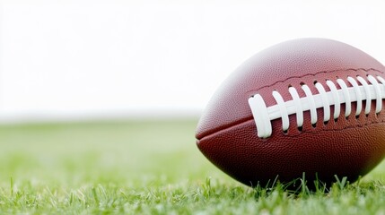 Canvas Print - A football sitting on top of a green field with grass, AI