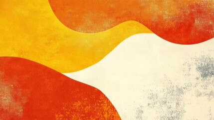 Wall Mural - a vibrant abstract background featuring warm hues of orange, yellow, and cream with smooth curves an