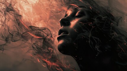 Poster - Abstract Dream: Woman in Smoke and Fire