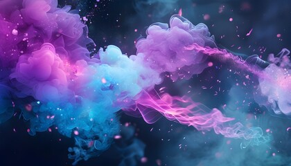 Abstract Purple and Blue Flames with Smoke for Web Banner Background Wallpaper