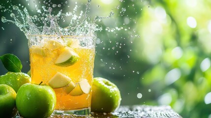 Wall Mural - Refreshing Apple Juice Splash