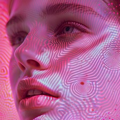 Canvas Print - pink lines on female face asmr graphics.