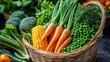 © K-MookPan - A colorful assortment of fresh vegetables in a woven basket, perfect for healthy eating and culinary inspiration.