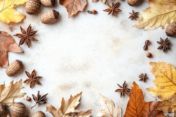 Wall Mural - Thanksgiving day, seasonal concept, autumn season abstract background. Yellow leaves on stone surface.