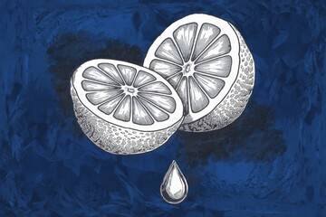 Wall Mural - Illustration of Sliced Lemon with Dripping Juice