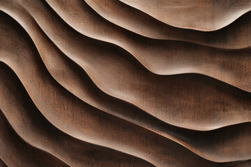 Wall Mural - A brown textured surface with a smooth, rippled pattern, creating the illusion of gentle waves in deep brown tones.