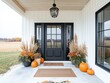 © Halina Berah - POD fall autumn Halloween pumpkins decor entrance patio house October veranda thanksgiving home outdoor thanksgiving black french front door step