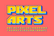 © Aleksandr - Pixel vector alphabet design, stylized like in 8-bit games. High contrast and sharp, retro-futuristic.