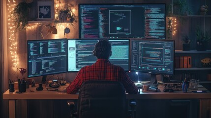 Programmer Working Late at Night