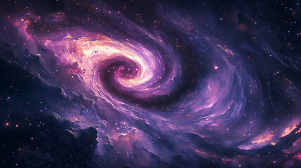 Poster - A black hole consuming a purple galaxy