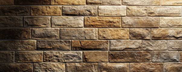 Wall Mural - A smooth, light brown brick wall with subtle variations in texture, bathed in soft, warm light for a cozy, inviting feel.