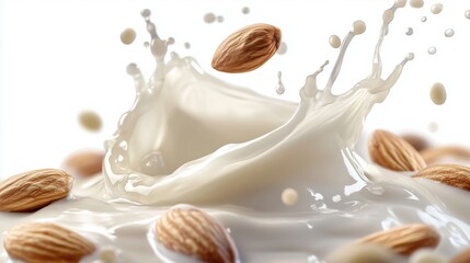 Wall Mural - Fresh natural almond milk splash swirl