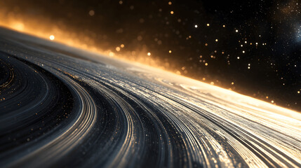 Wall Mural - close-up of saturn's rings with icy particles and distant stars