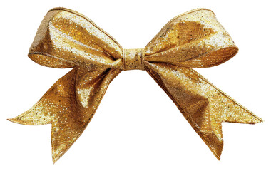 Canvas Print - PNG Elegant gold glittery bow on the white background