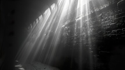 Sticker - Light Beams Through a Brick Tunnel - Urban Architecture Photography