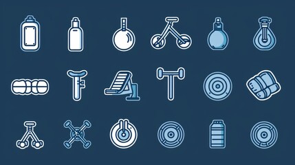 Canvas Print - A collection of various icons on a light blue background