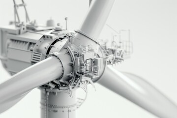 Wall Mural - Model of a wind turbine on a white surface, ideal for illustrations and presentations