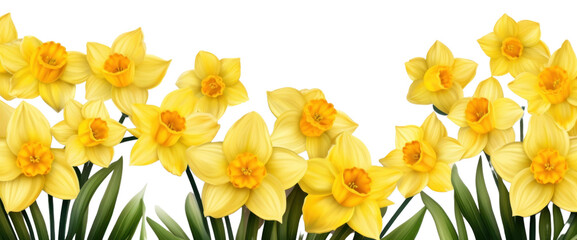 Wall Mural - PNG Daffodil border flower plant white background.