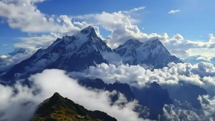 Sticker - Time-Lapse of Clouds Rolling Over Mountain Peaks