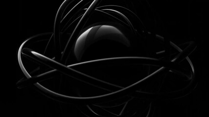 black and white background abstract dark geometric object 3D rendering endless looping seamless animation