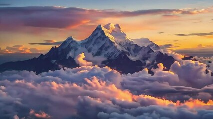 Sticker - Time-Lapse of Clouds Rolling Over Mountain Peaks