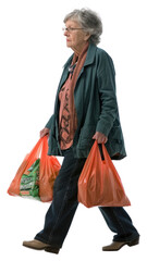 Wall Mural - PNG Full length profile shot of a mature woman carrying grocery bags handbag walking adult.