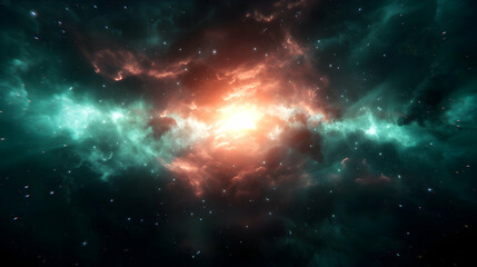 Sticker - Green Nebula Space Background