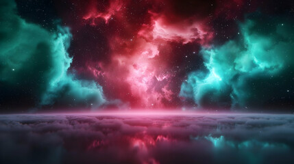 Wall Mural - Green Nebula Space Background