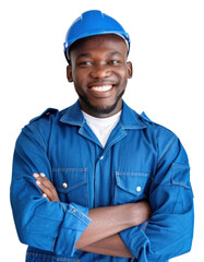 Sticker - PNG Joyful male african american builder smile portrait adult.